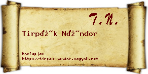 Tirpák Nándor névjegykártya